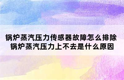 锅炉蒸汽压力传感器故障怎么排除 锅炉蒸汽压力上不去是什么原因